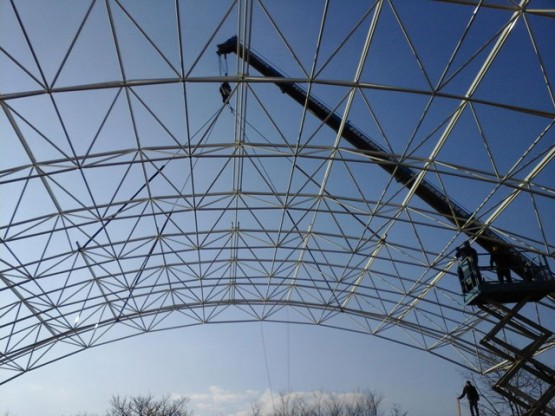 Erection of space frame in Crangas, Bucharest